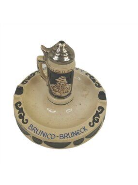 Vintage German Ceramic Beer Stein Ashtray J Schonhuber Brunico Bruneck Decoratio